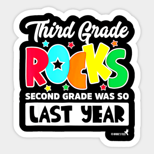 Back To School For Kids Teacher 3rd Grade Rocks Sticker